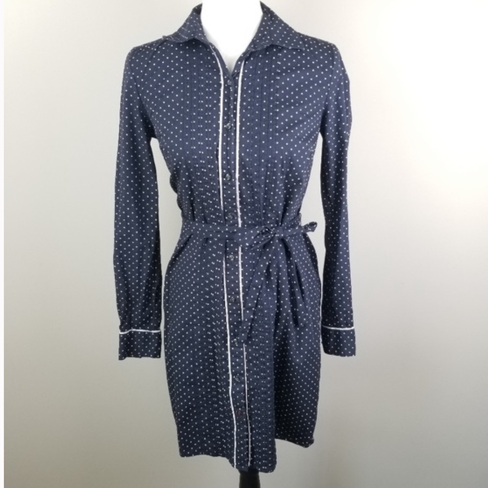 Tommy Hilfiger Navy Polka Dot Stretch Shirt Dress size S